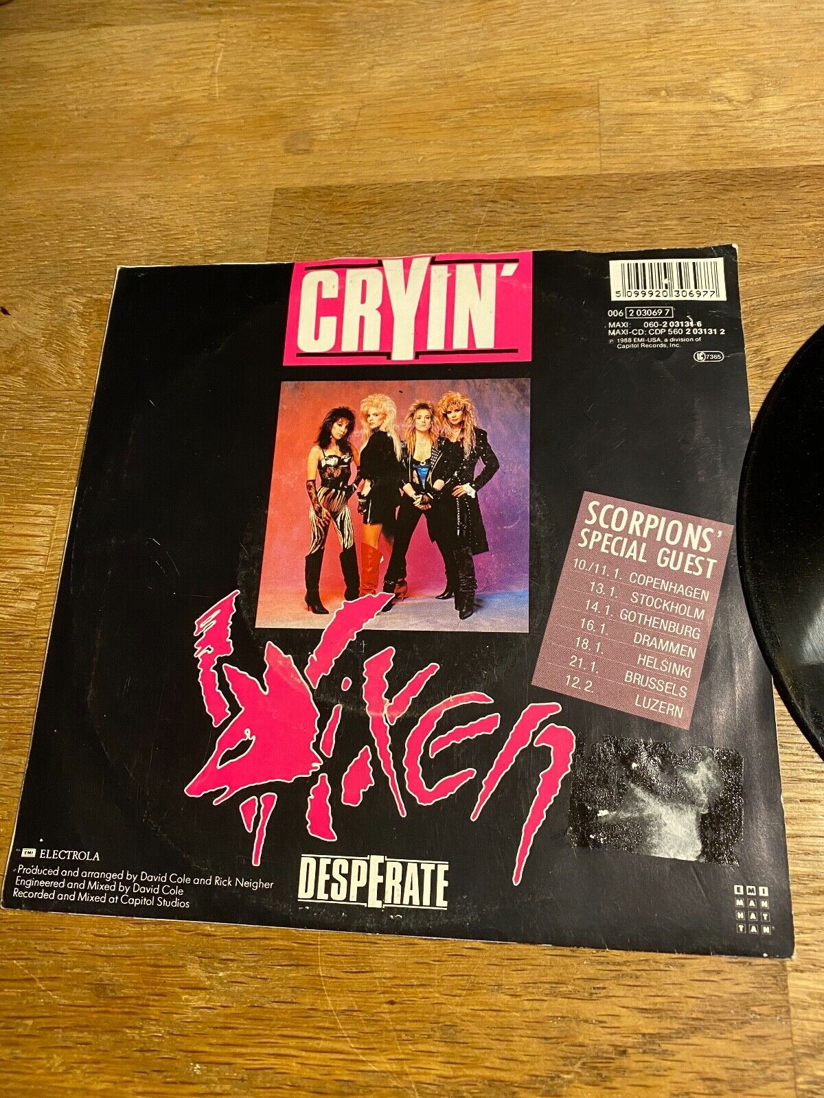 VIXEN "CRYIN´ / DESPERATE" 1988 EMI MANHATTAN RECORDS WEST GERMAN PRESSED VINYL*