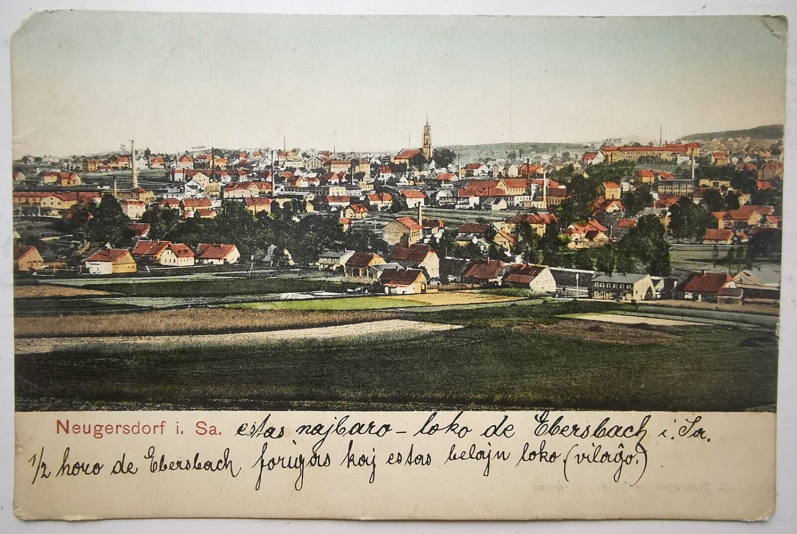 Old postcard: Motif from Neugersdorf Germany Mailed to Denmark in 1910 pok1419