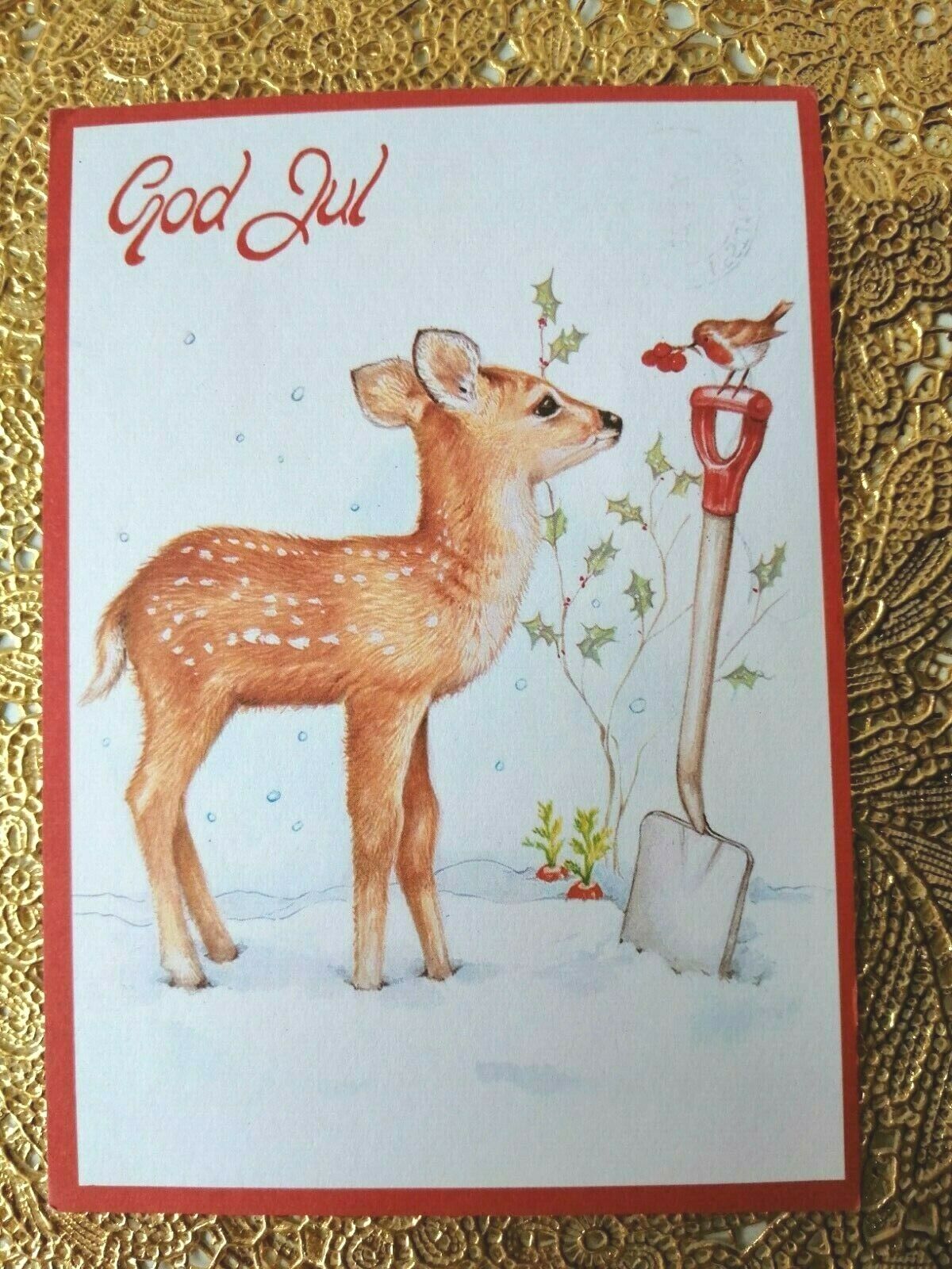 Vintage and collectible Danish Christmas card. .Posted in 1994. ( No. 8 I )