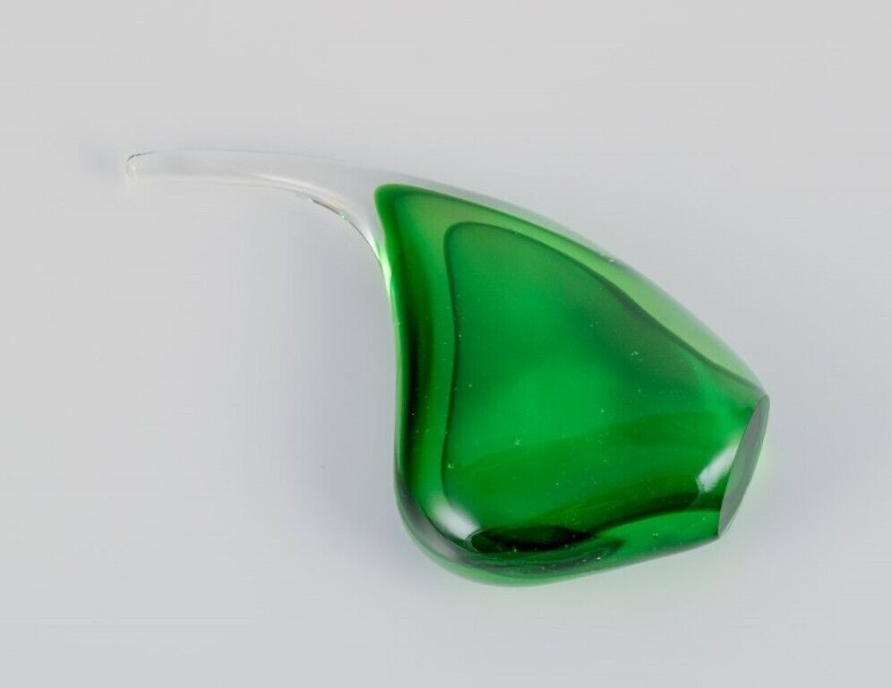 Per Lütken for Holmegaard Sculpture in green art glass Organic form 1960s