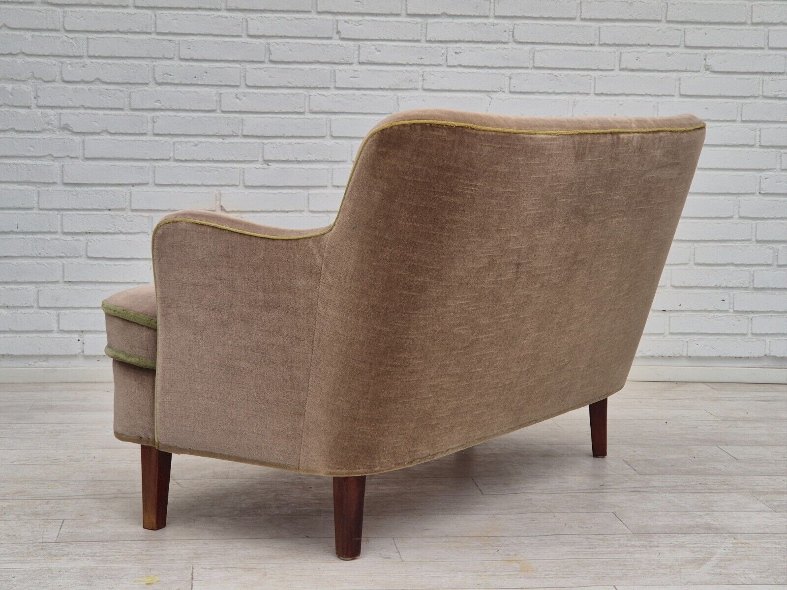 1960s Danish 2 seater sofa original condition furniture velour beech wood