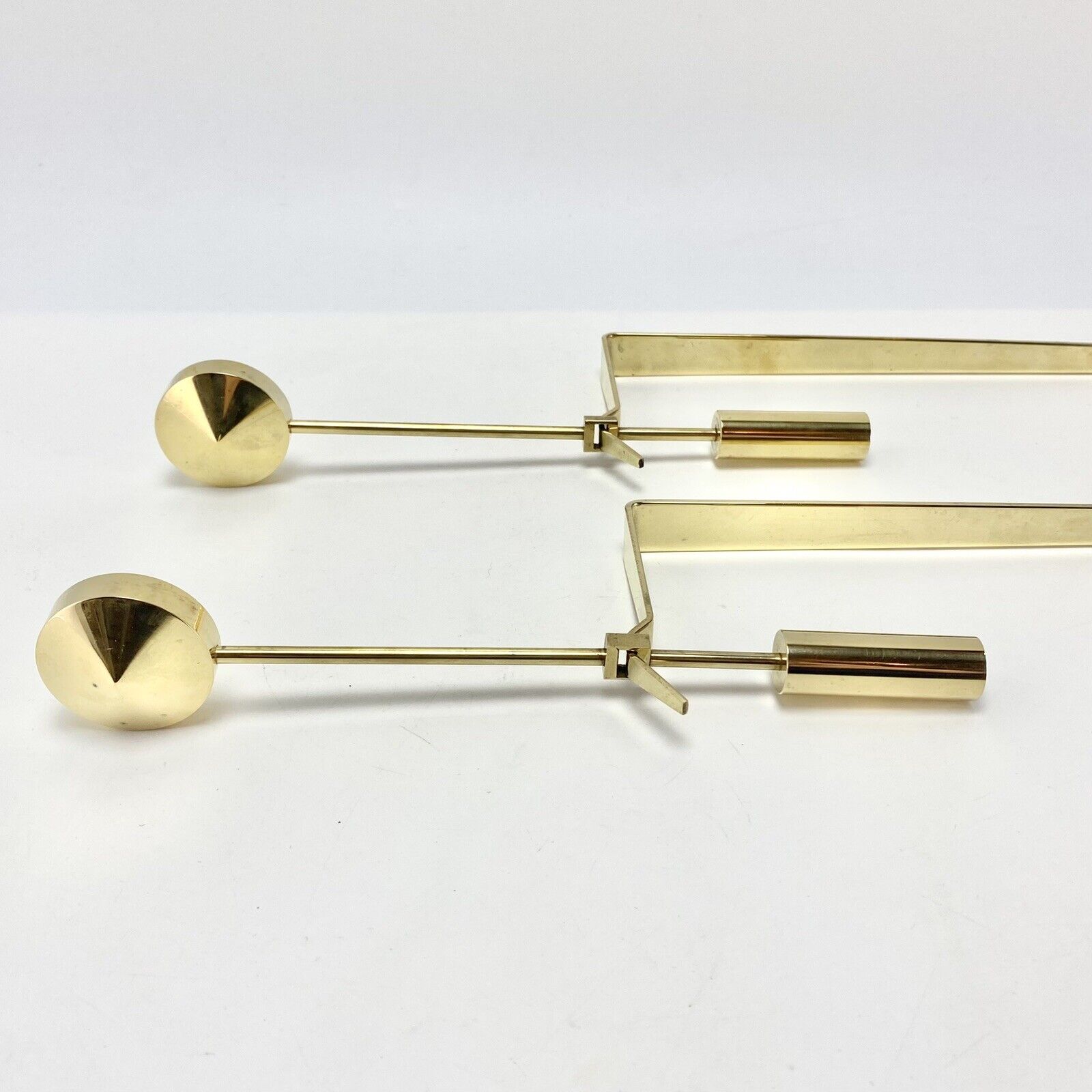 Rare Pair Skultuna Pierre Forsell Swedish MCM Pendulum Brass Candlesticks Boxed