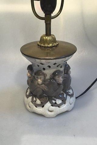 Royal Copenhagen Art Nouveau Table Lamp Monkey-motif No 796/377