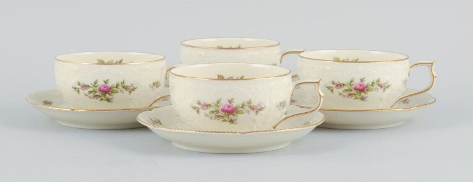 Rosenthal Germany "Sanssouci" four cream colored teacups with  saucers