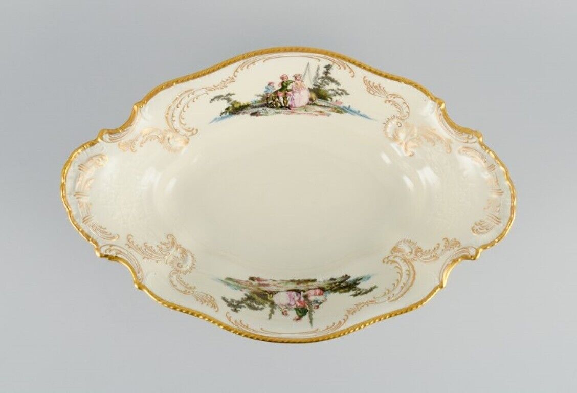 Rosenthal Germany "Sanssouci" large oval cream-colored bowl with flowers