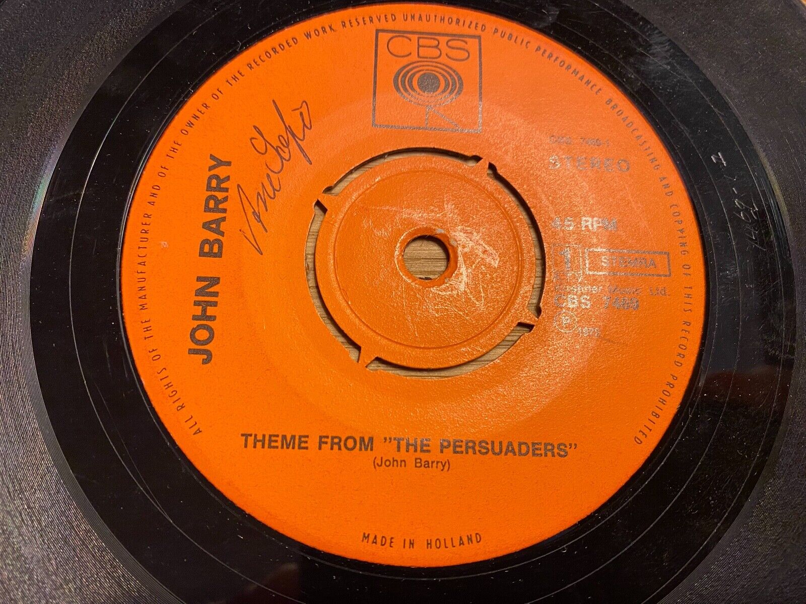 JOHN BARRY "THEME FROM THE PERSUADERS/THE GIRL WITH THE SUN IN HER HAIR" 1972 7"