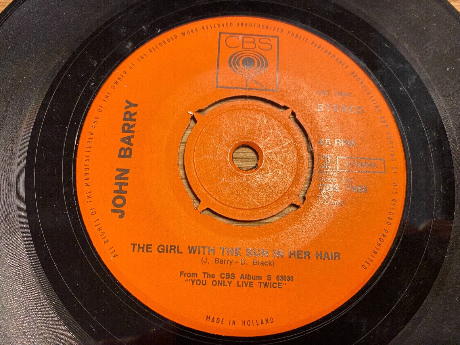 JOHN BARRY "THEME FROM THE PERSUADERS/THE GIRL WITH THE SUN IN HER HAIR" 1972 7"