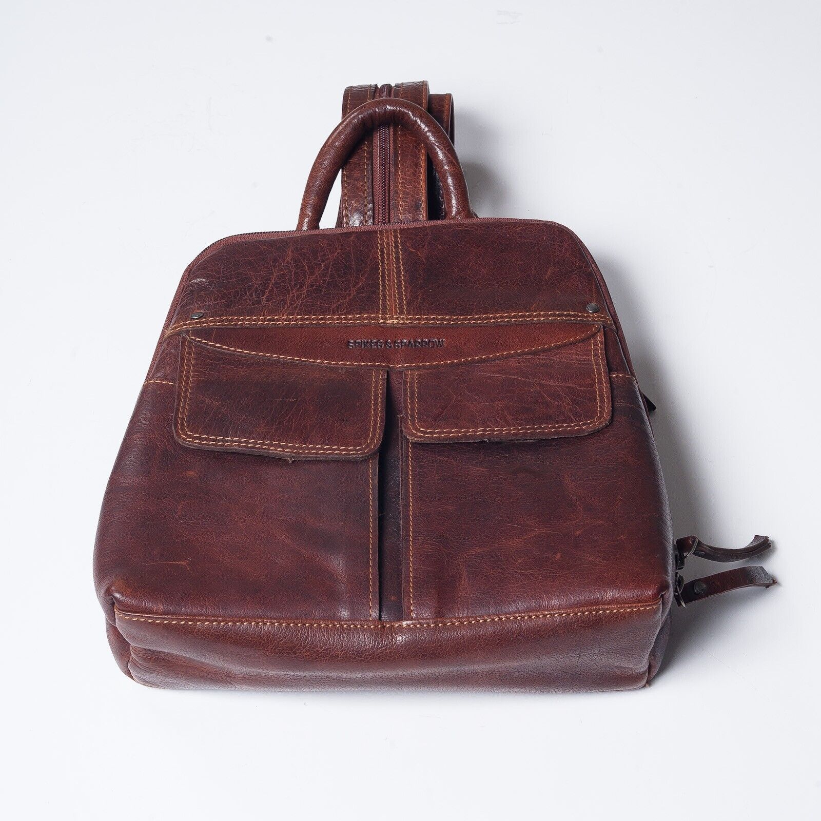 SPIKES  SPARROW Brown Leather Mini Backpack