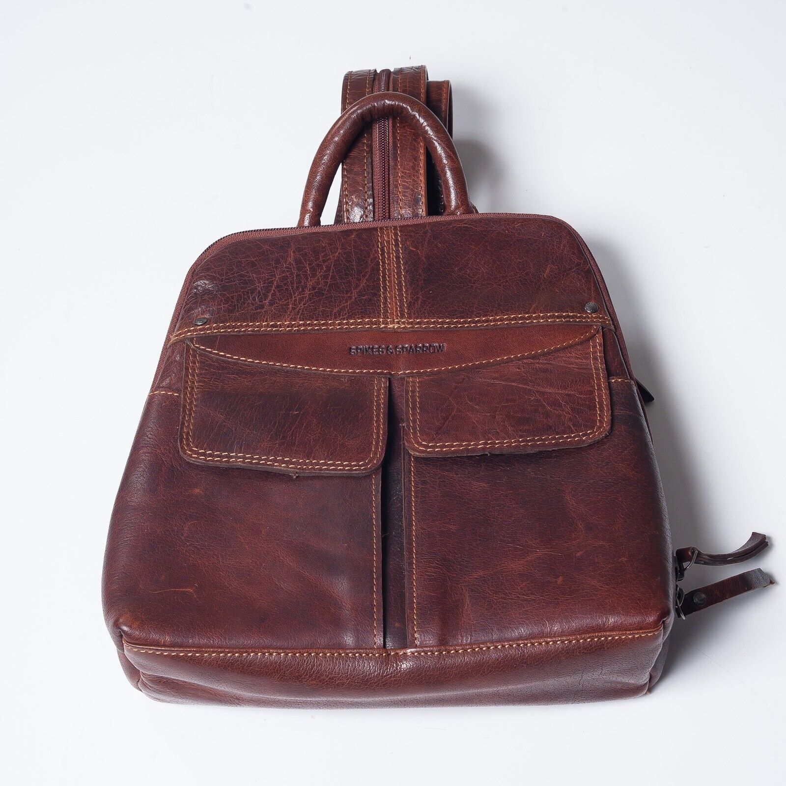 SPIKES  SPARROW Brown Leather Mini Backpack