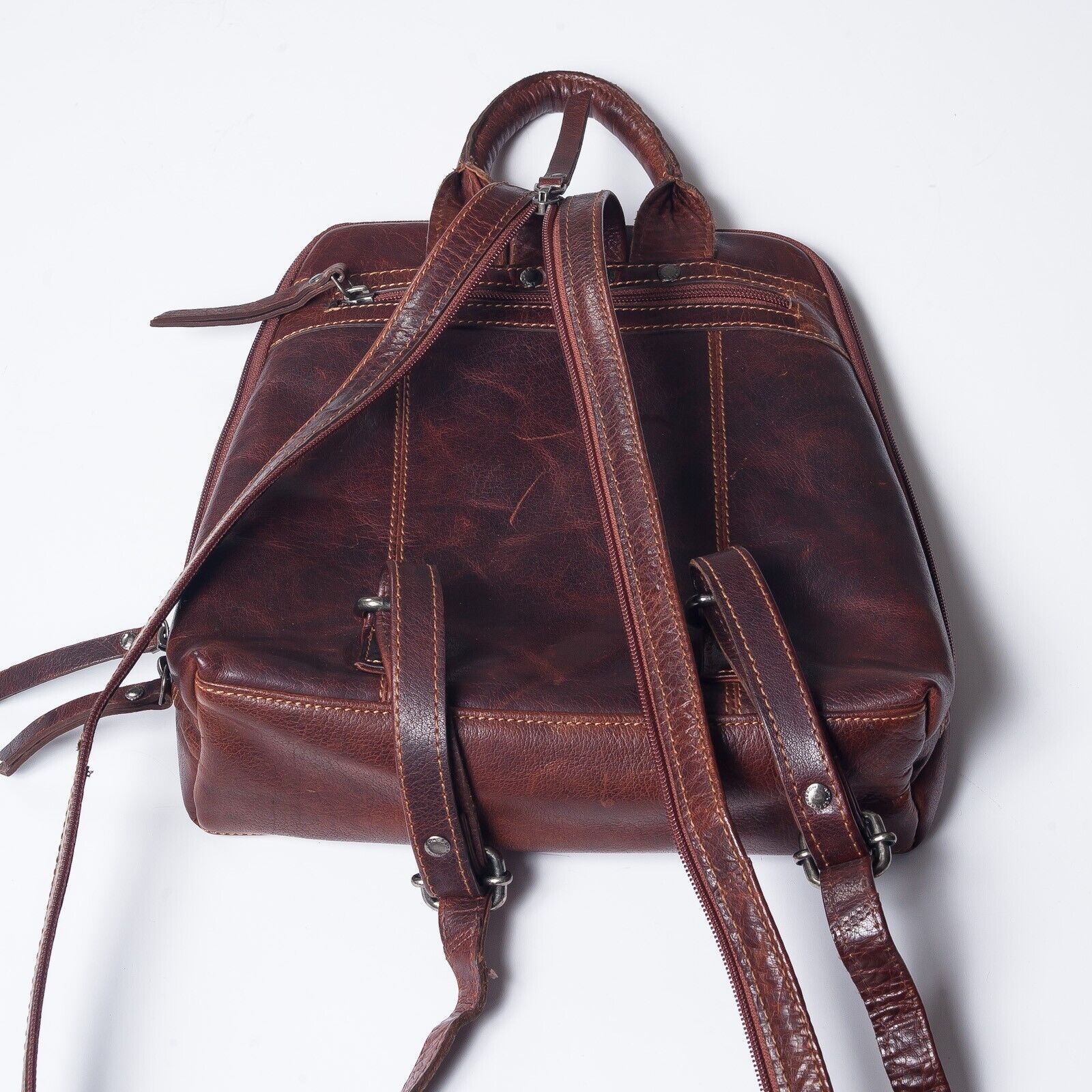 SPIKES  SPARROW Brown Leather Mini Backpack