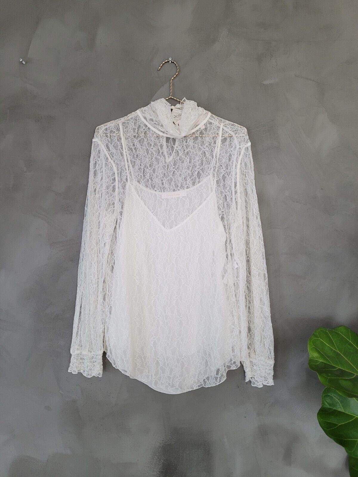 **See By Chloe** White Lace Turtleneck Sheer Blouse Sz 40