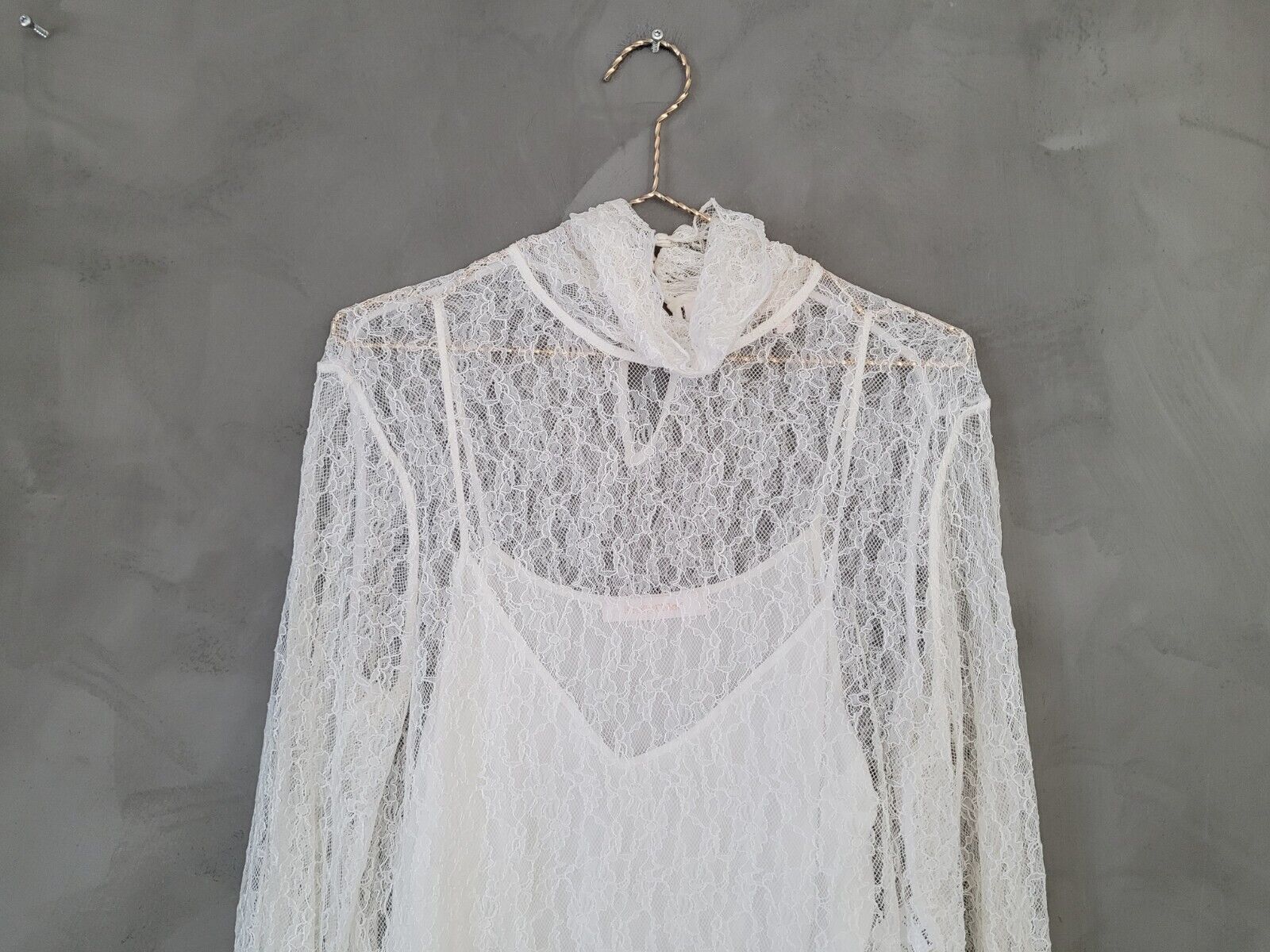 **See By Chloe** White Lace Turtleneck Sheer Blouse Sz 40