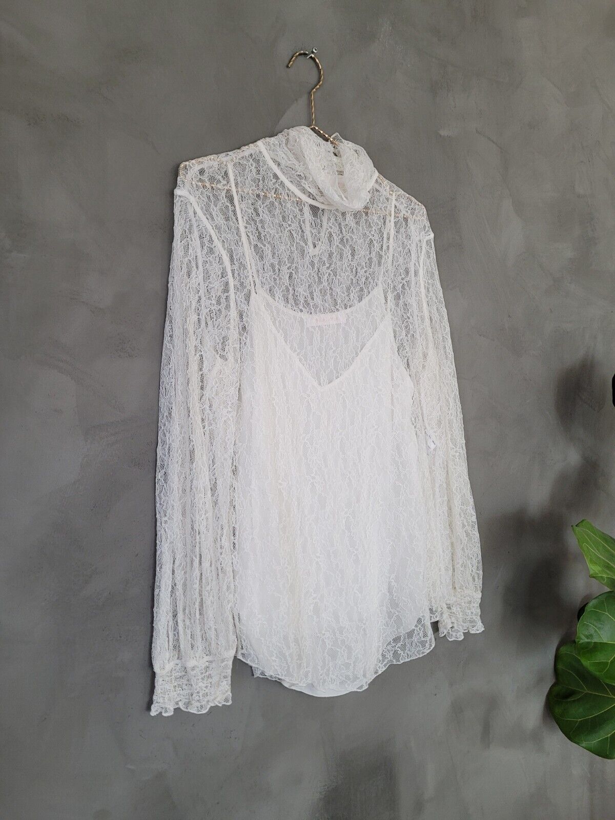 **See By Chloe** White Lace Turtleneck Sheer Blouse Sz 40