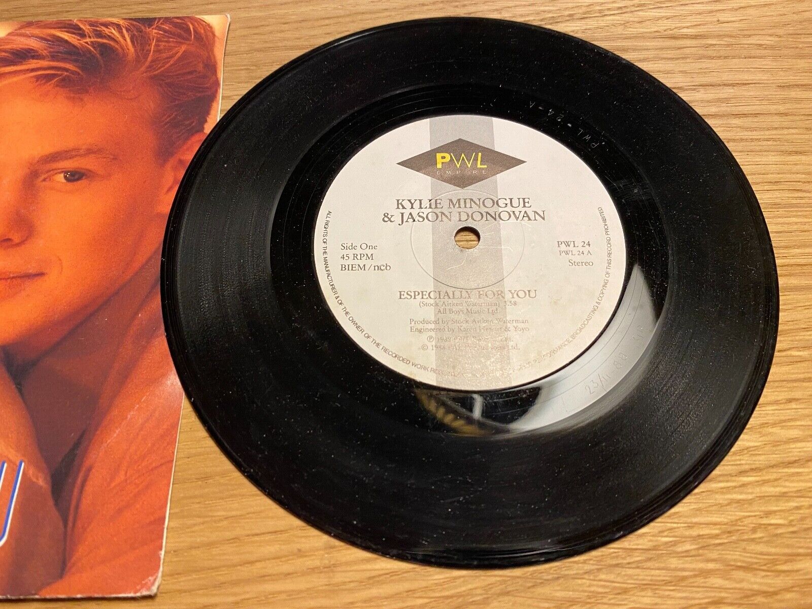 KYLIE MINOGUE  JASON DONOVAN "ESPECIALLY FOR YOU" 1988 7" SINGLE PWL RECORD NCB