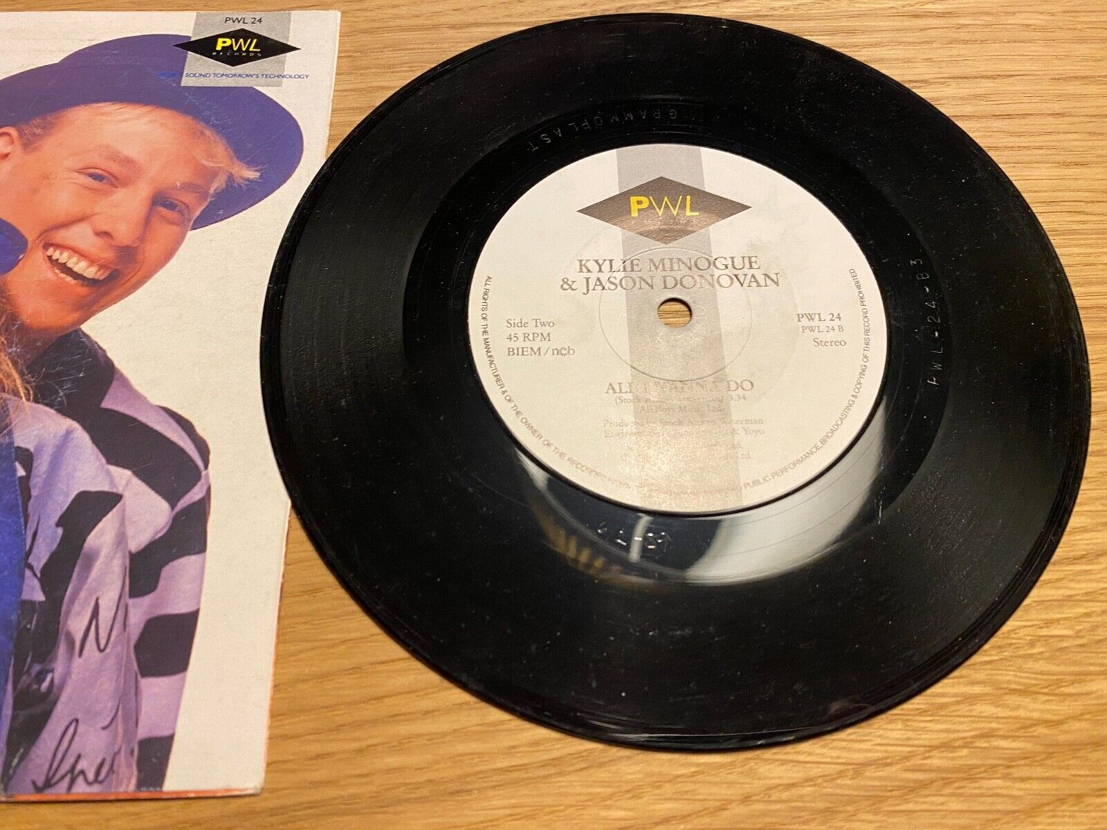 KYLIE MINOGUE  JASON DONOVAN "ESPECIALLY FOR YOU" 1988 7" SINGLE PWL RECORD NCB