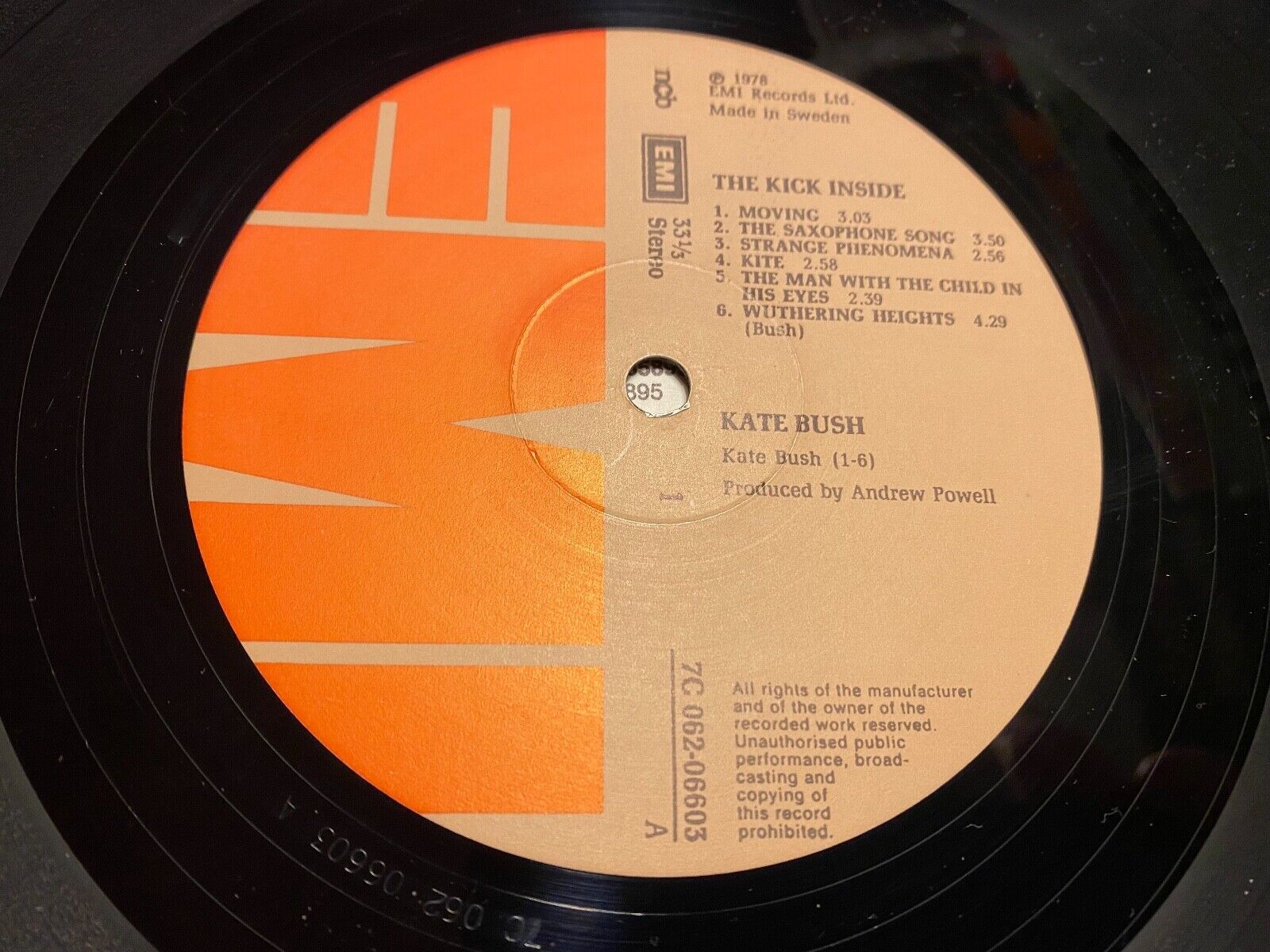 KATE BUSH THE KICK INSIDE EMI RECORDS 1978 13 TRACKS LP SWEDISH PRESSED VINYL LP