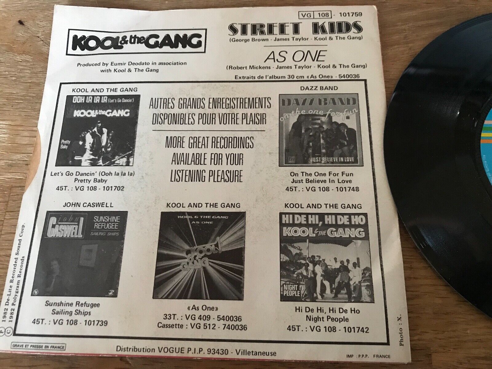 KOOL AND THE GANG "STREET KIDS / AS ONE" DELITE 1982 FRENCH PRESSING SACEM RARE*