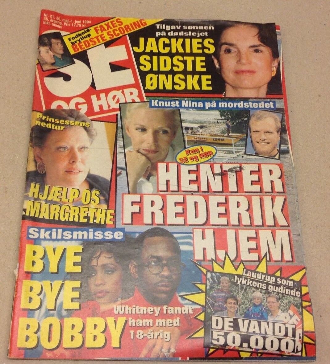 Whitney Houston Bobby Brown Break-up Vintage Danish Magazine 1994 "Se og Hoer"