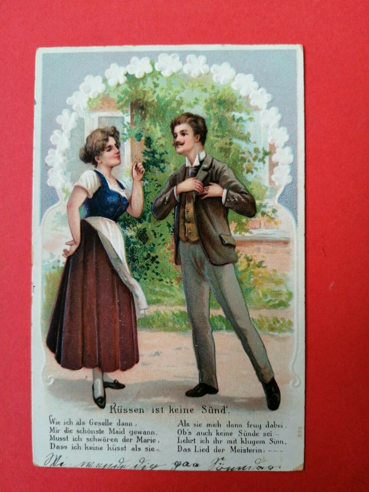 Antique collectable German greeting card with Danish textPosted in 1911