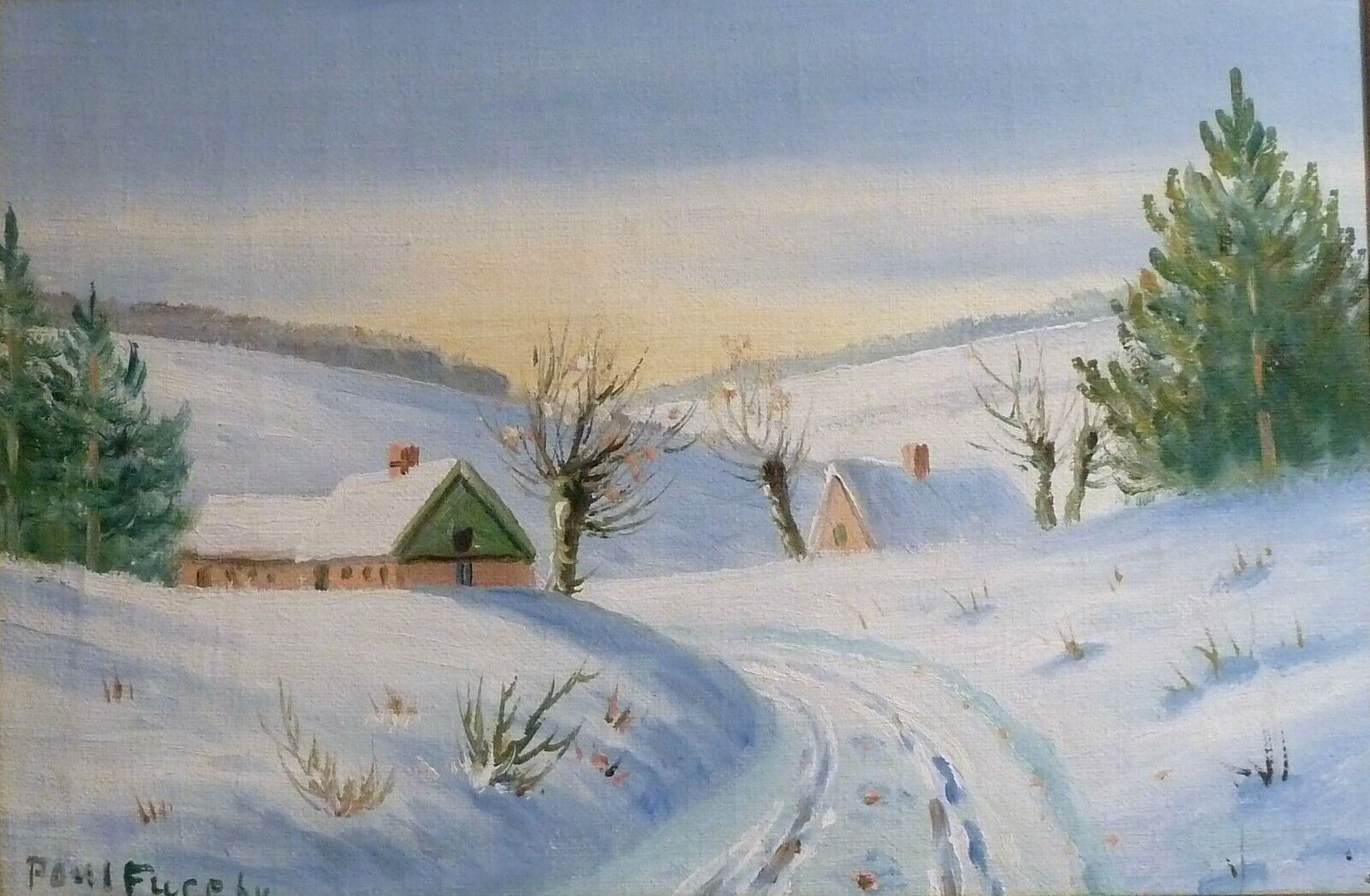 POUL FUREBY! WINTER LANDSCAPE COVERED IN SNOW