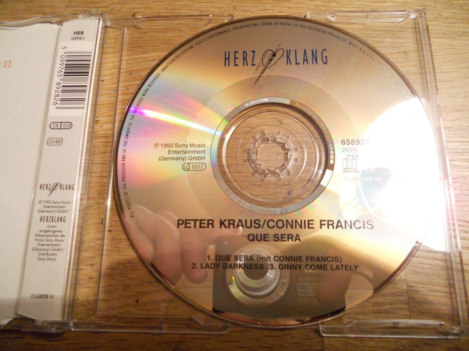 PETER KRAUS  CONNIE FRANCIS QUE SERA 3 TRACKS CD SINGLE 1992 USED HERZ KLANG***