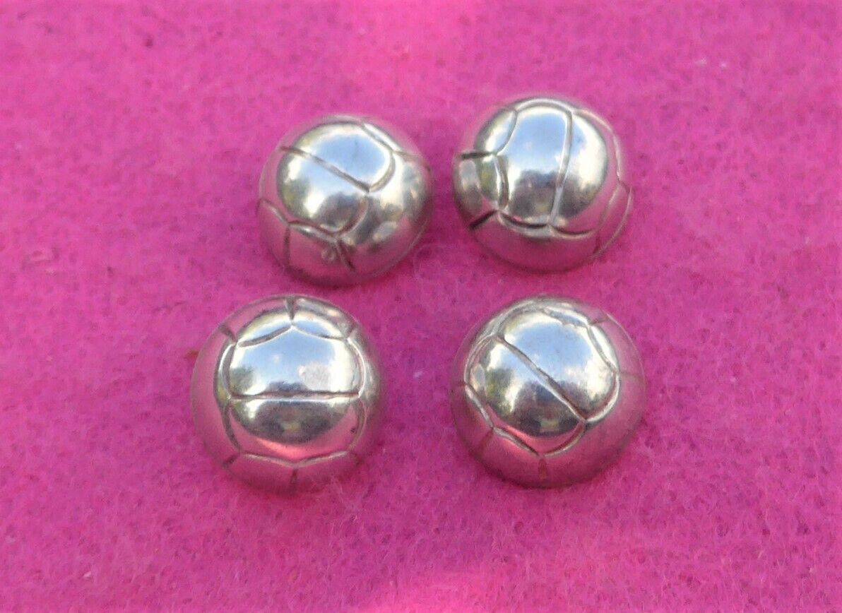 4 COLLECTABLE 925 sterling SILVER DENMARK buttons - like a FOOTBALL  ( 30 )