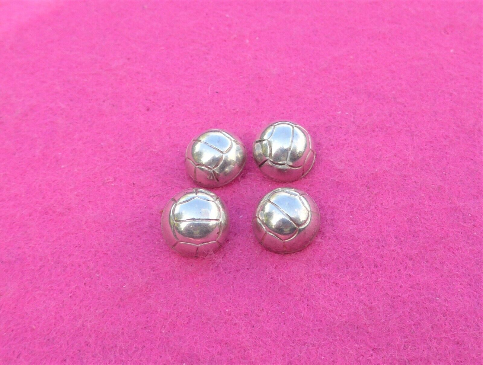 4 COLLECTABLE 925 sterling SILVER DENMARK buttons - like a FOOTBALL  ( 30 )