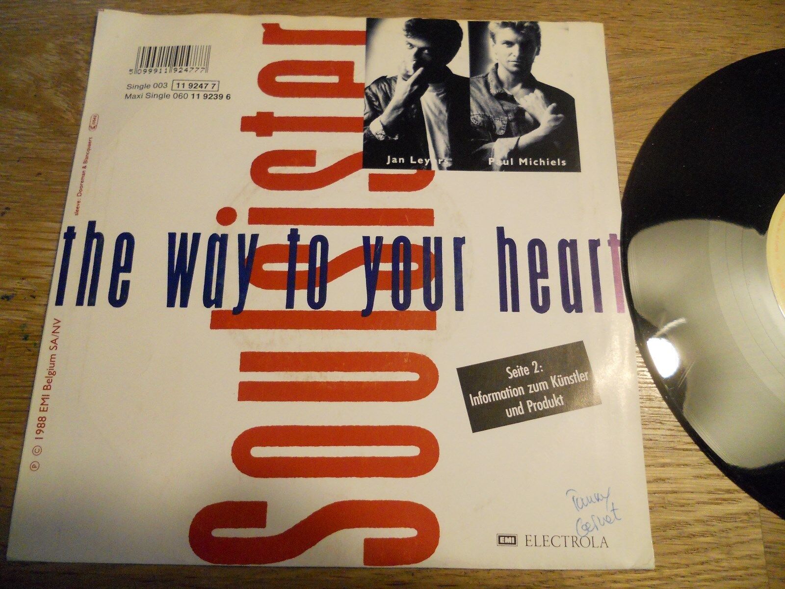 SOULSISTER "THE WAY TO YOUR HEART" 1988 EMI RECORDS WEST GERMANY EUROHIT SINGLE