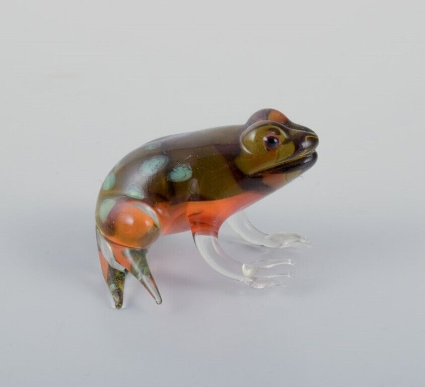 Murano Italy  Collection of five miniature glass figurines of frogs