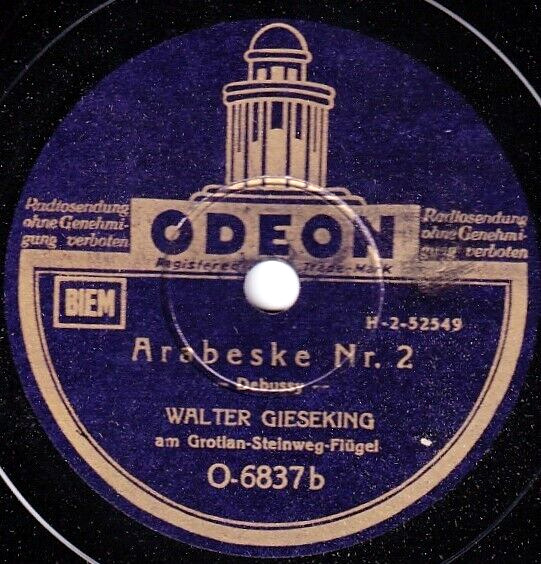 Gieseking Debussy (Arabesques 1 + 2) Odeon O-6837 NM(-) tm