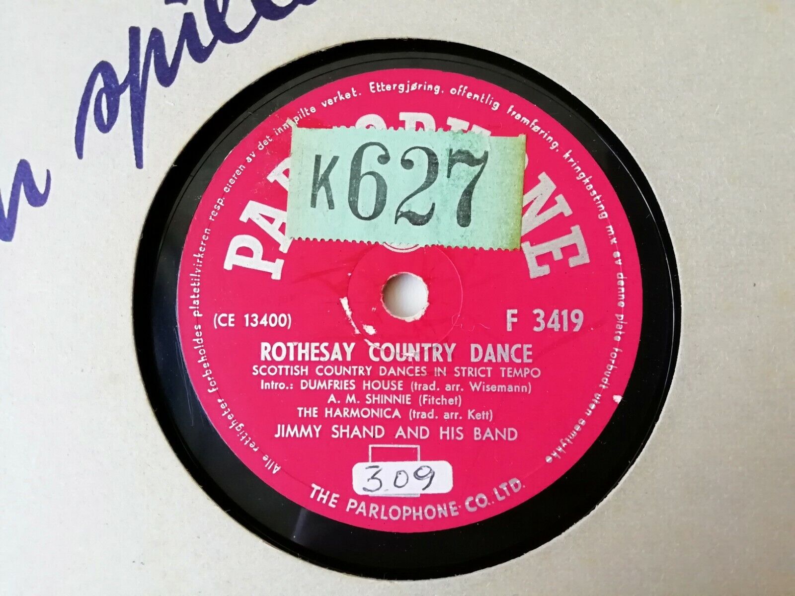 78 rpm :Jimmy Shand And His BandAgnes WaltzRothesay Country DanceParlophone