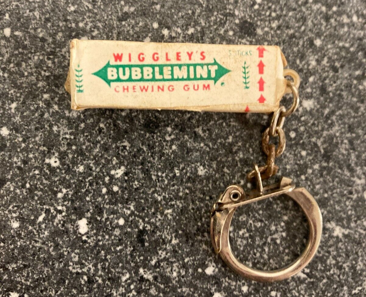 Vintage Wrigley's Bubblemint Chewing Gum Keychain 1970s Advertising Collectible