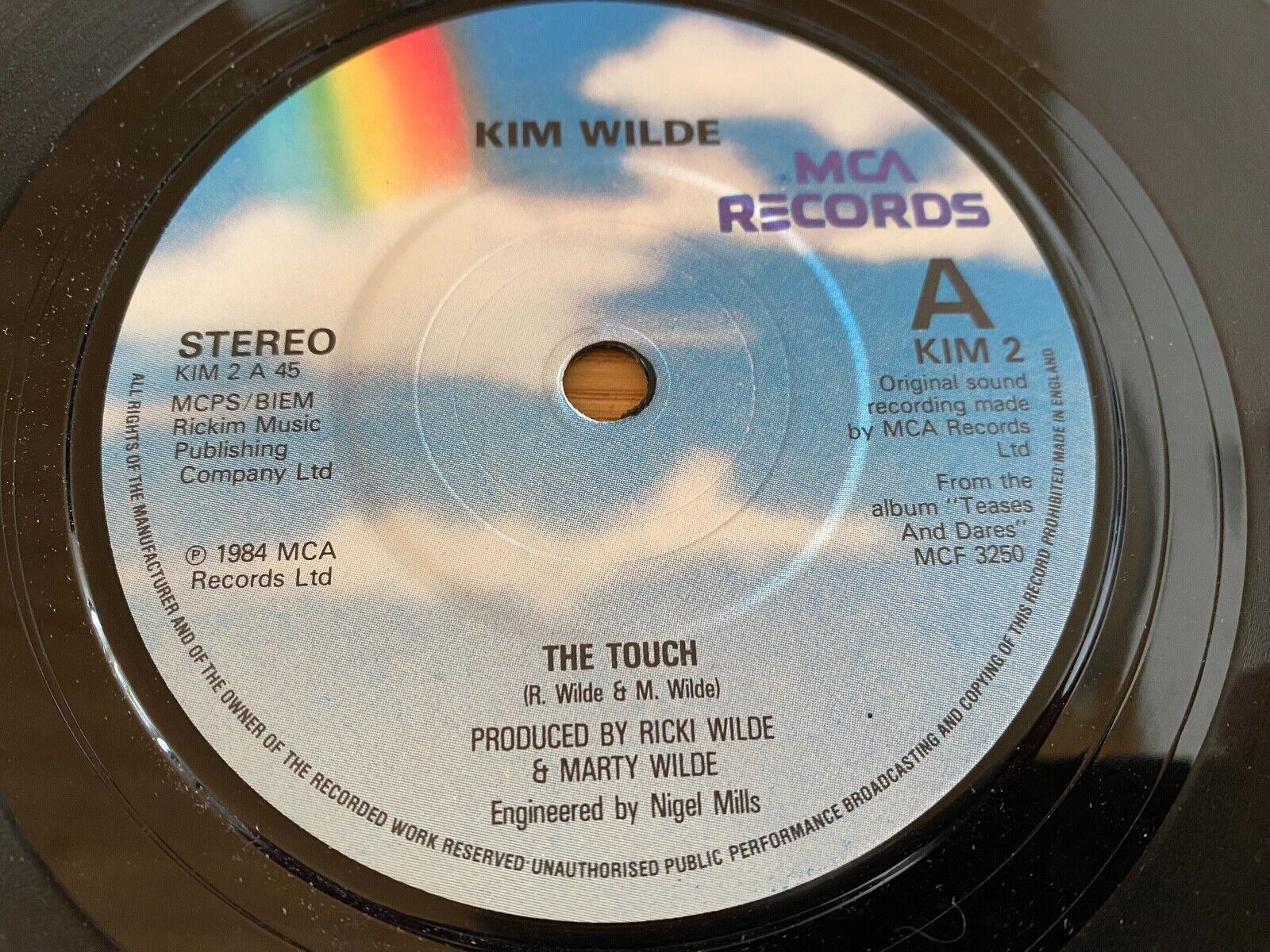 KIM WILDE "THE TOUCH / SHANGRI-LA" 1984 MCA RECORDS UK PRESSING 1 PRESS KIM 2