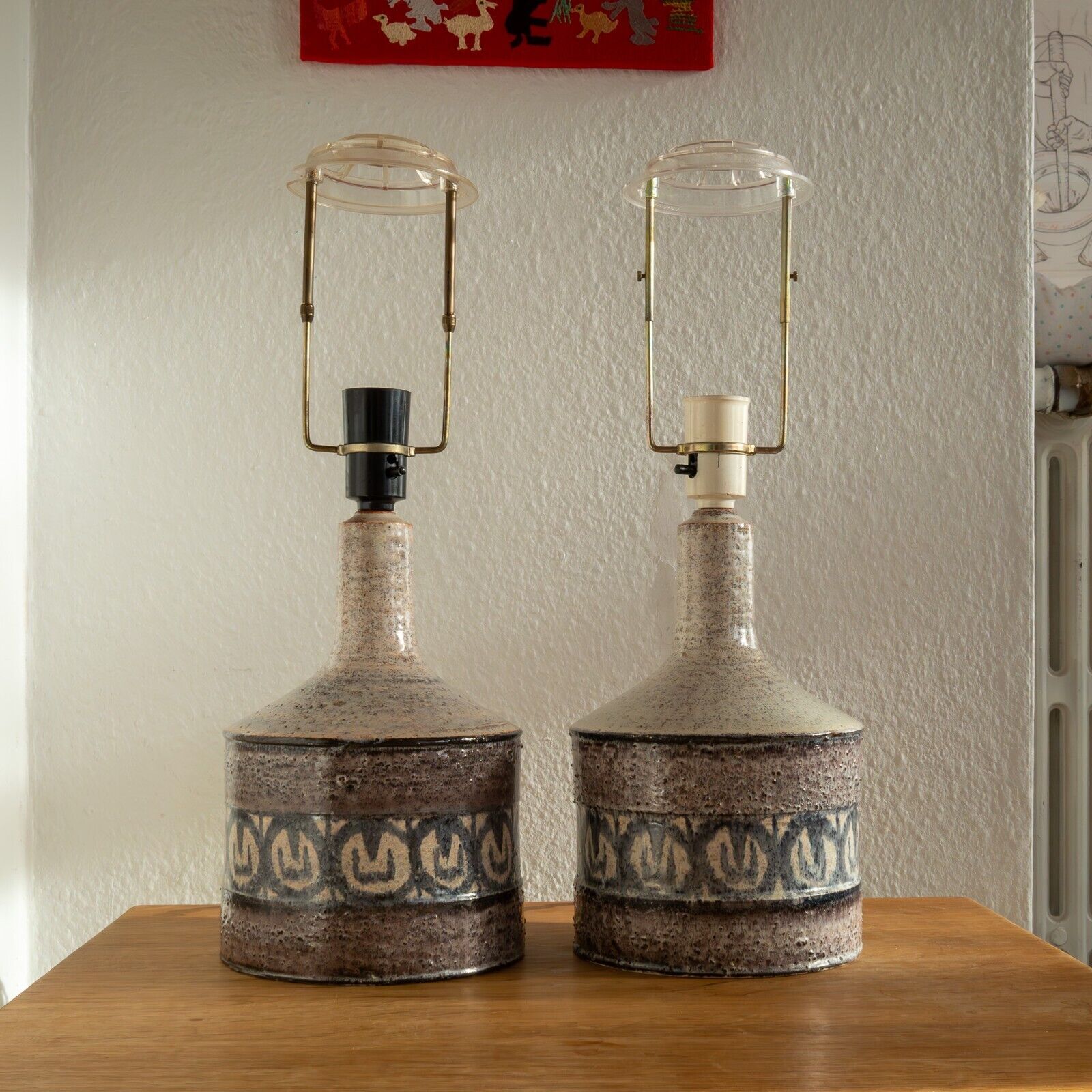 Pair of Mid-Century Danish Ceramic Table Lamps by Axella - Jette Hellerøe