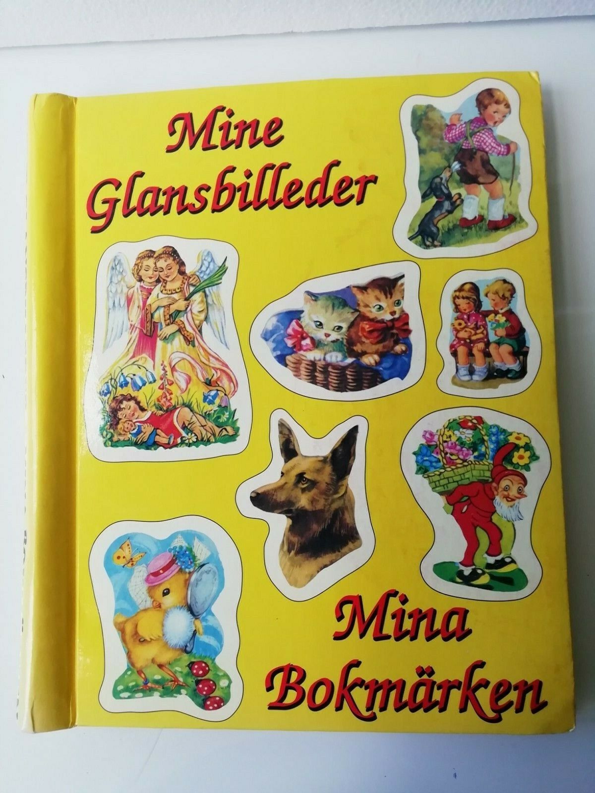 Vintage Danish book with scrapsAnimalsDisneyChristmasWinnie the Pooh etc