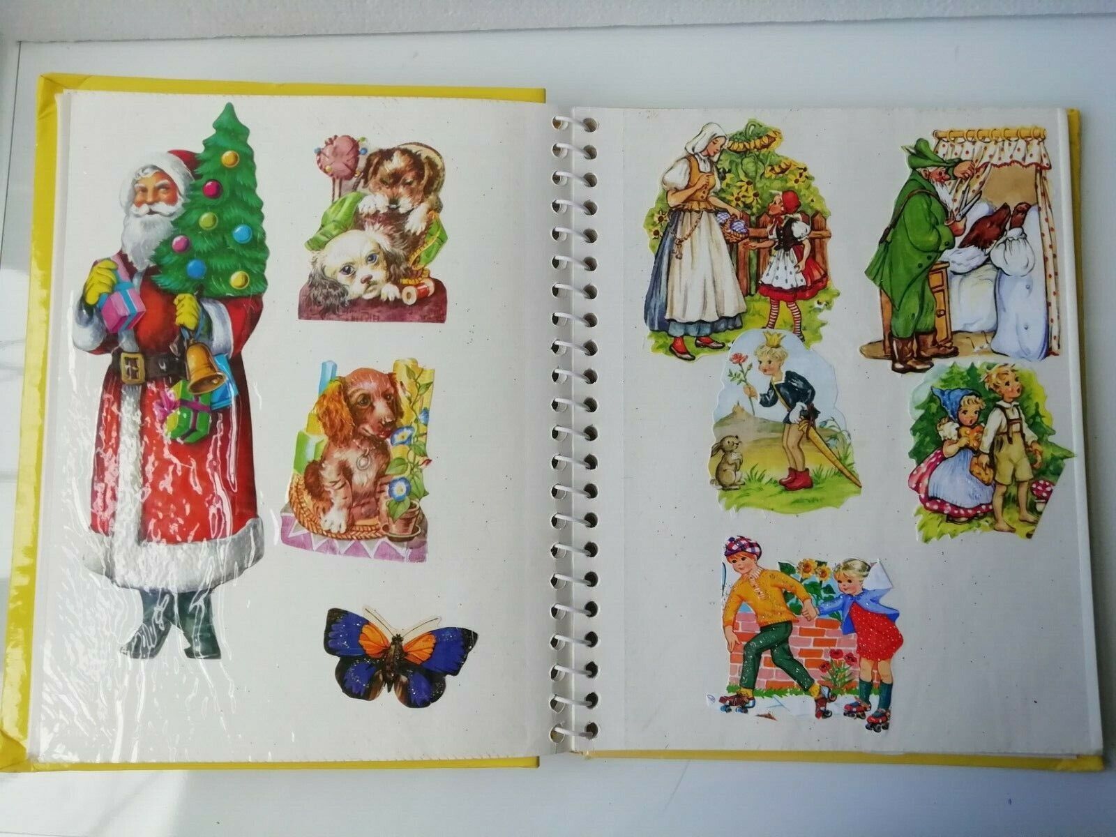 Vintage Danish book with scrapsAnimalsDisneyChristmasWinnie the Pooh etc