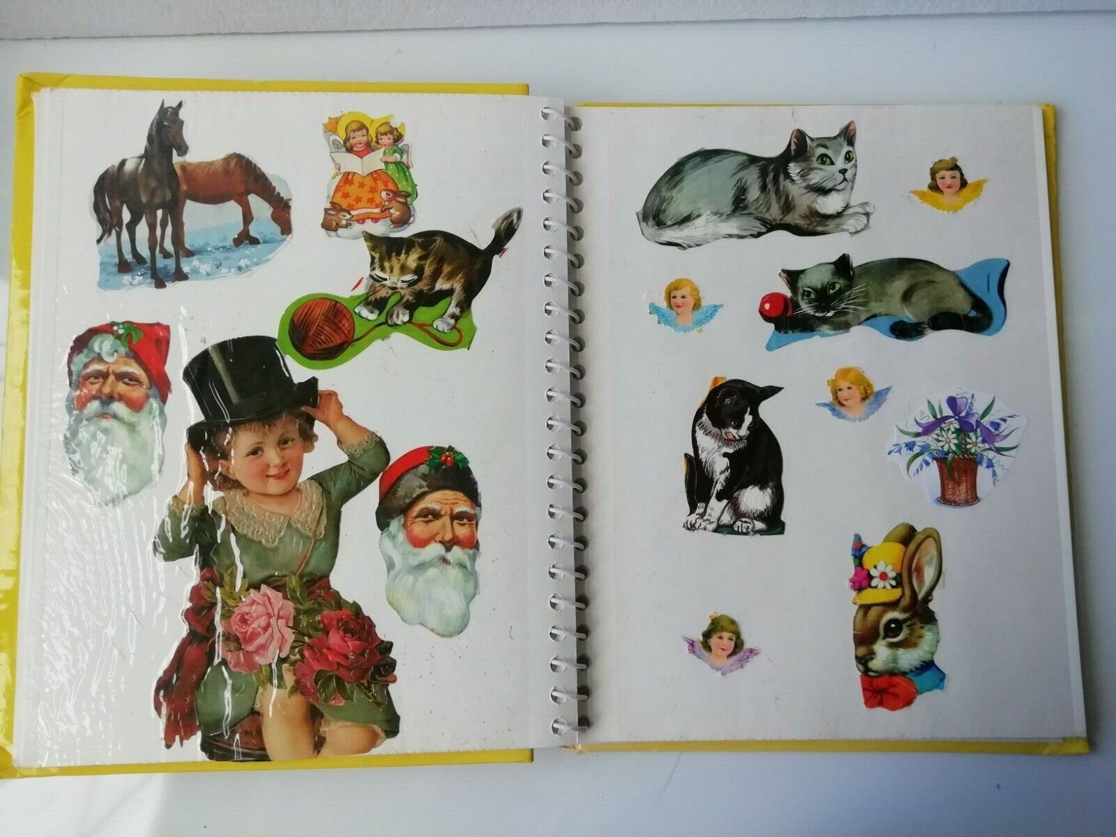 Vintage Danish book with scrapsAnimalsDisneyChristmasWinnie the Pooh etc