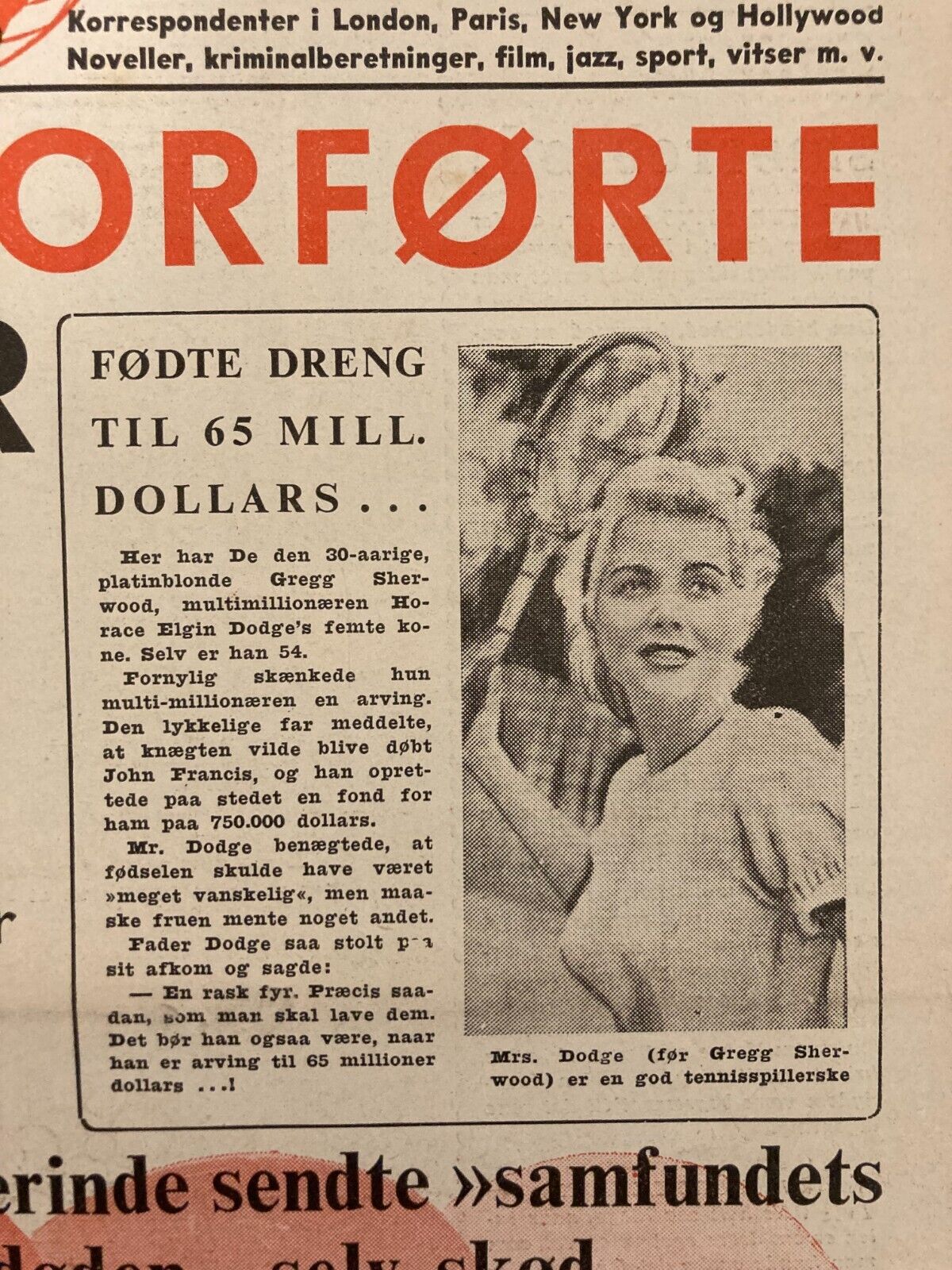 Monica Lewis Viveca Lindfors Mrs Dodge Danish Magazine 1954 "Verden Rundt"