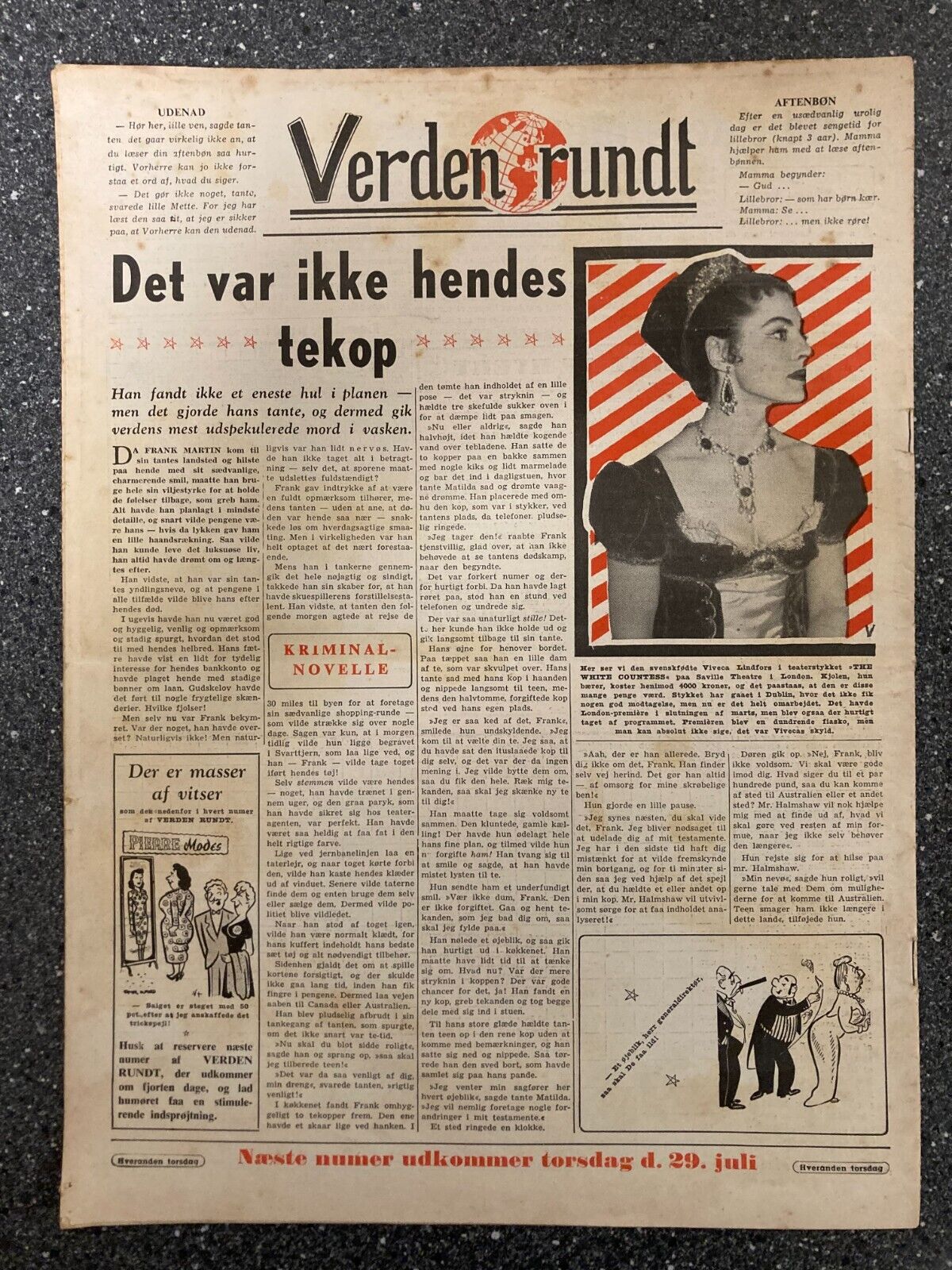 Monica Lewis Viveca Lindfors Mrs Dodge Danish Magazine 1954 "Verden Rundt"