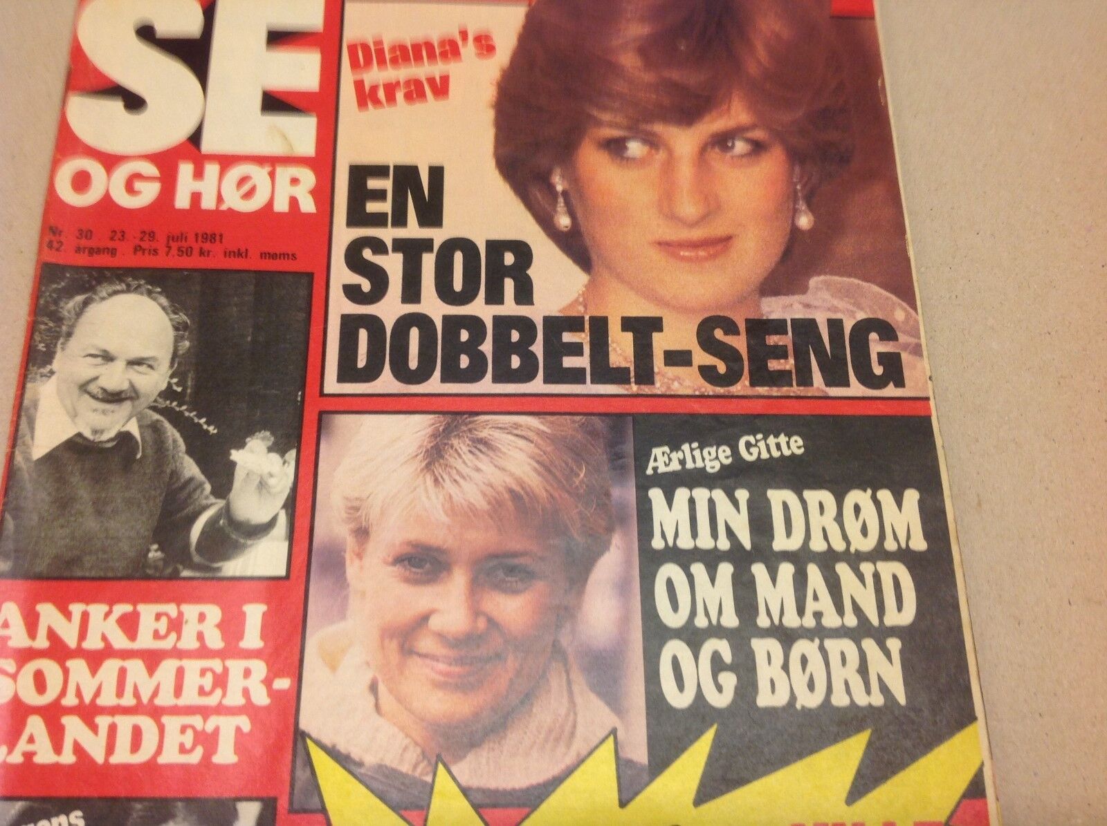 Princess Diana Lady Di Prince Charles Old Vtg Danish Magazine 1981 "Se og Hoer"