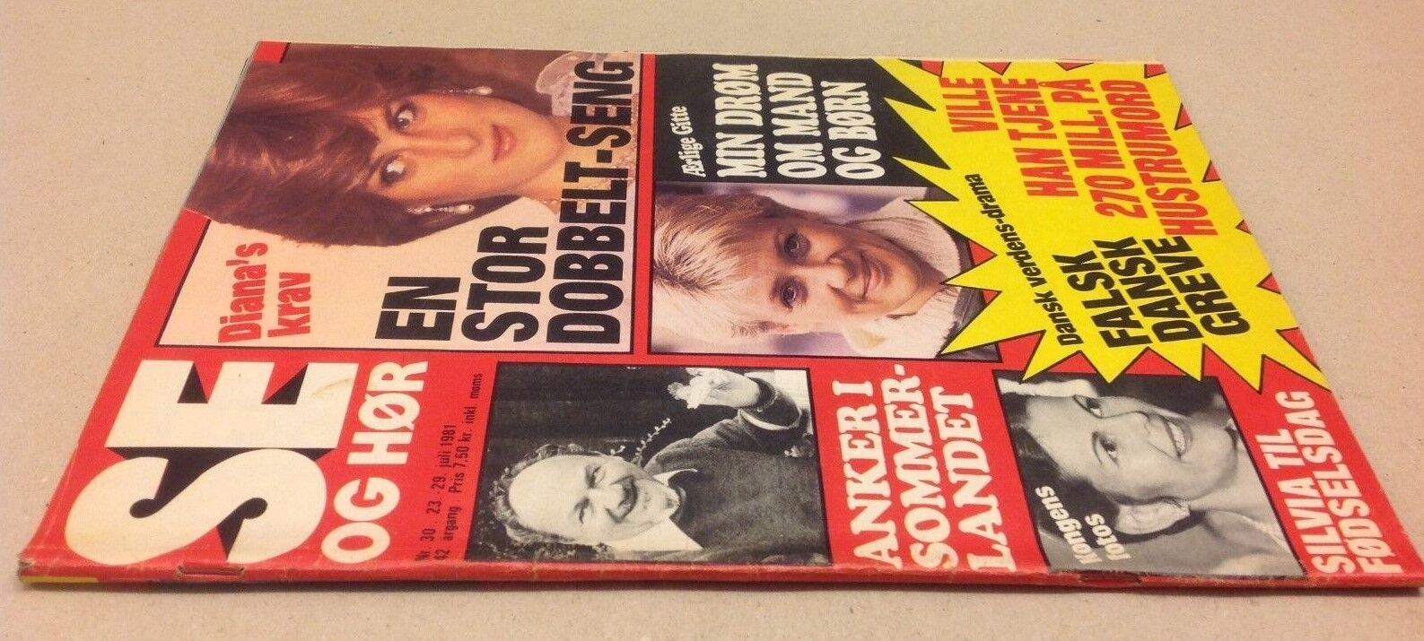 Princess Diana Lady Di Prince Charles Old Vtg Danish Magazine 1981 "Se og Hoer"