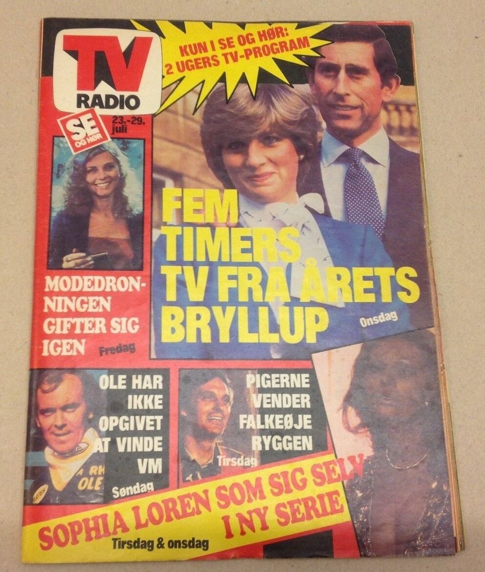 Princess Diana Lady Di Prince Charles Old Vtg Danish Magazine 1981 "Se og Hoer"