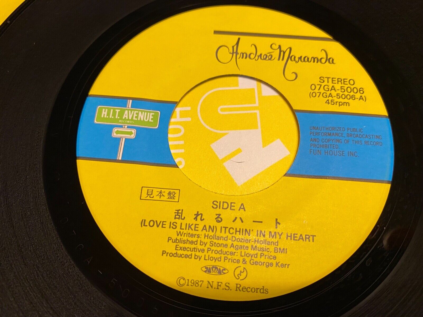 ANDREÈ MARANDA "(LOVE IS AN) ITCHIN´ IN MY HEART" 1987 JASRAC PROMOTIONAL SINGLE