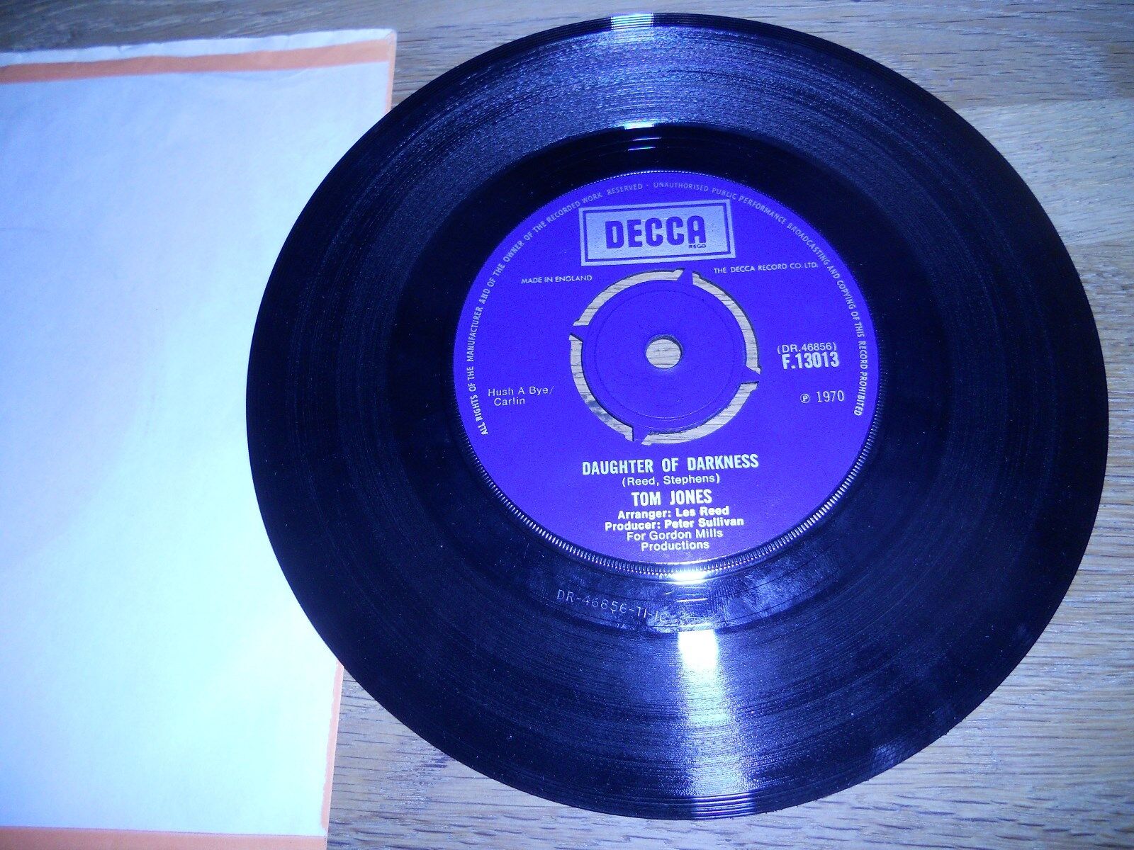 TOM JONES "DAUGHTER OF DARKNESS / TUPELO MISSISSIPPI FLASH" UK DECCA 1970 RARE**