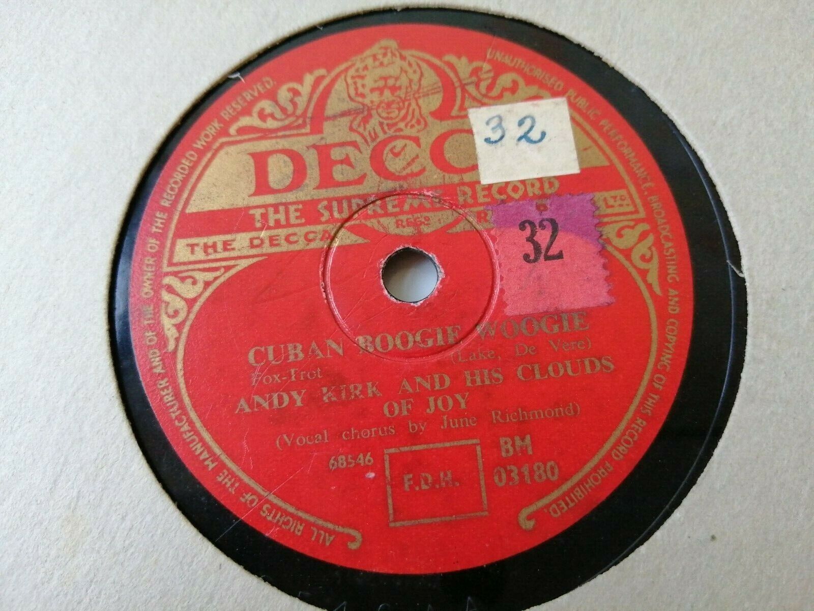 78 RPM  shellacAndy Kirk and His Clouds Of Joy-Cuban Boogie Boogie/Ring Dem 