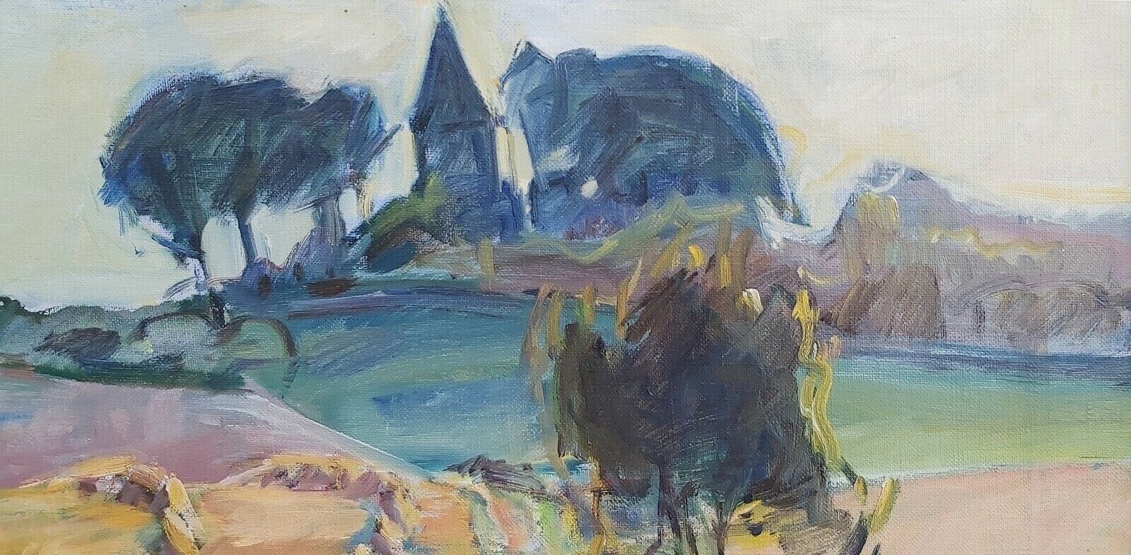 Axel Kyed (1906-1968): Summer Landscape with Church on the Horizon Dated 1963