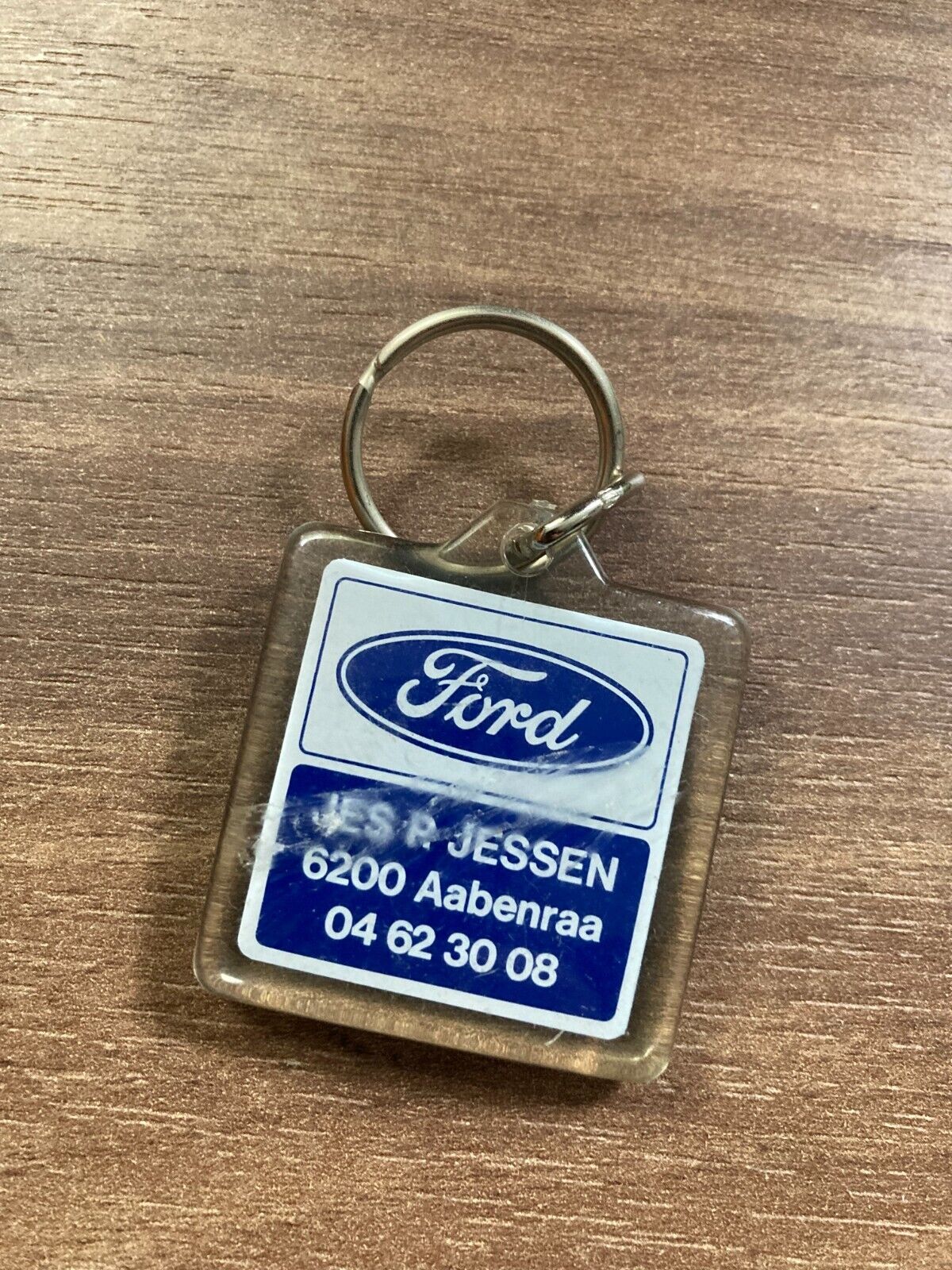 Vintage Ford Danish Plastic Keychain - Rare 1980s Car Dealership