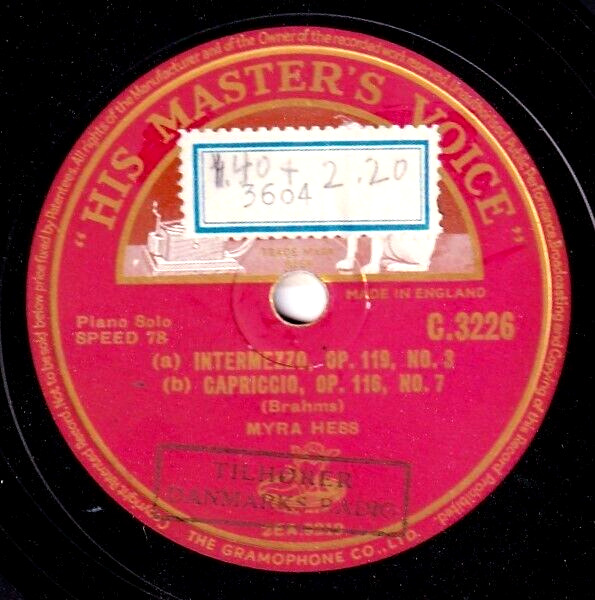 Hess Brahms (Two intermezzi; Capriccio) HMV C 3226 NM(-)