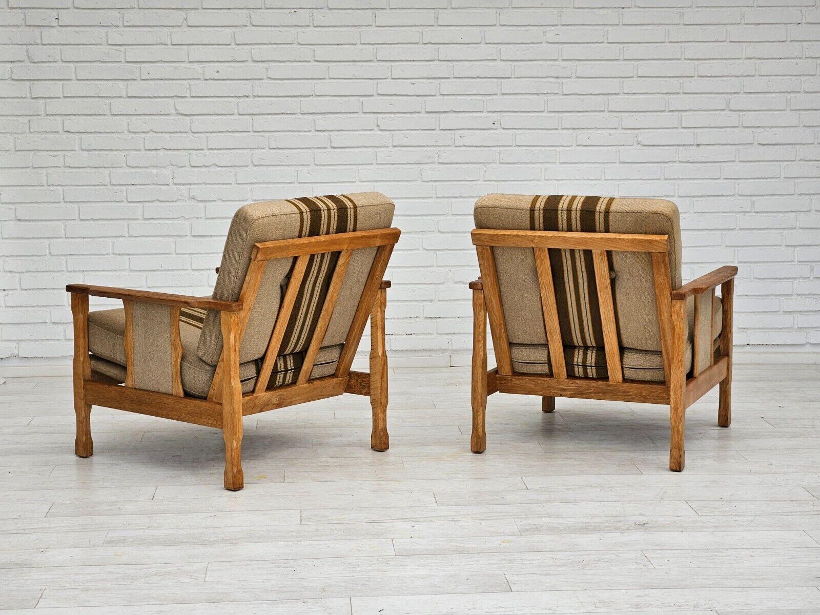 1970s pair of Danish lounge chairs original very good condition wool oak