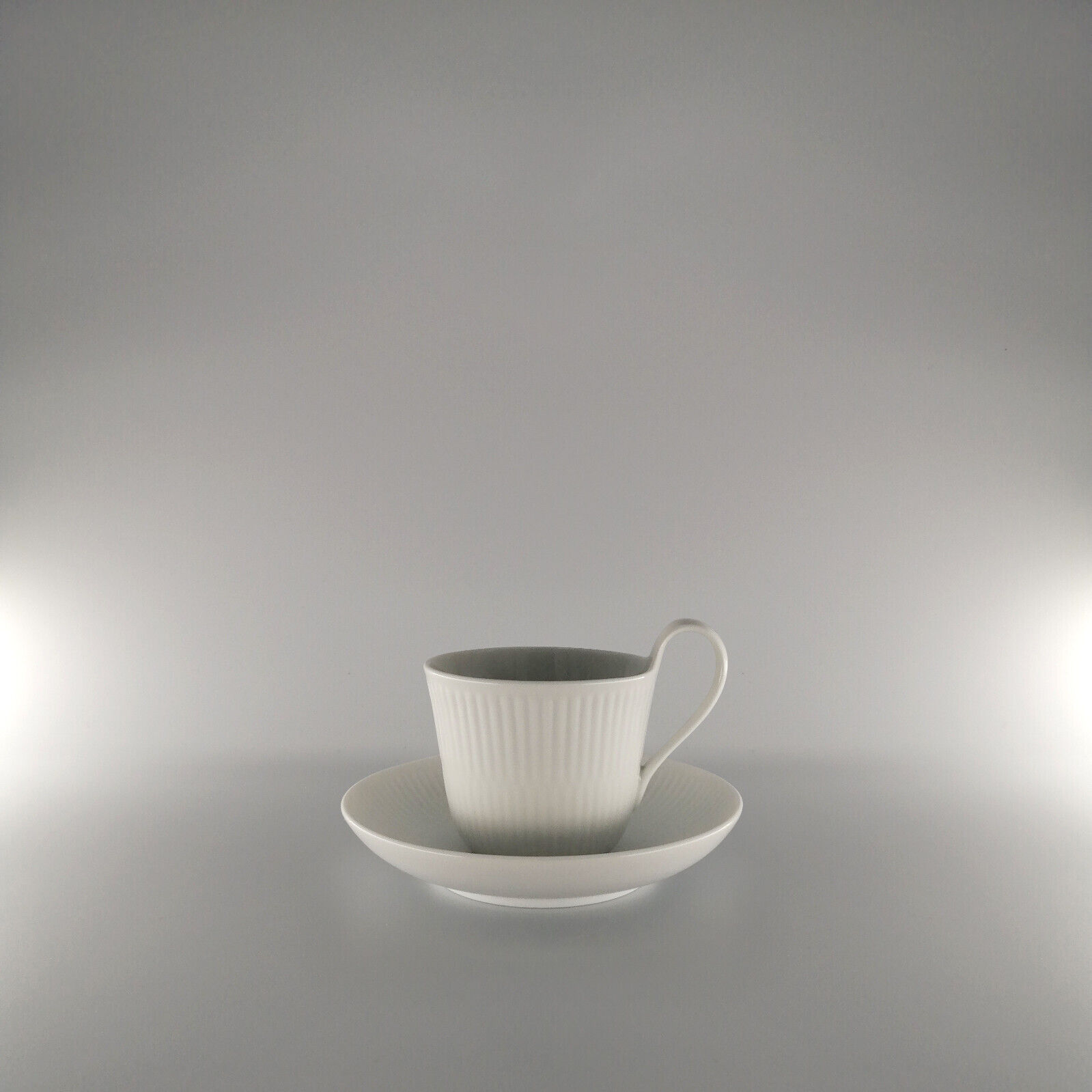 Royal Copenhagen White Fluted High Handle Cup and Saucer (25 cl) - #093/094